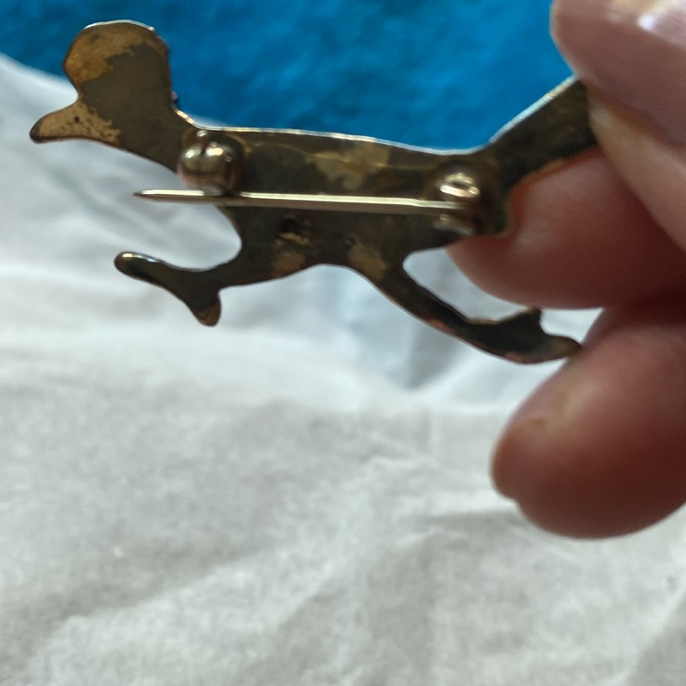 Handcrafted Bronze Bird pin with Turquoise Accents - Picture 3 of 4
